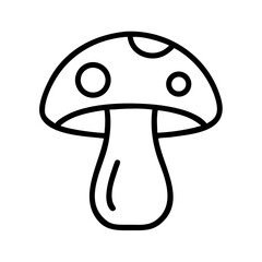 Outline illustration of a mushroom with spots on a white background  