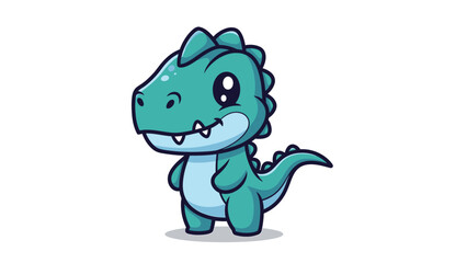 Obraz premium Adorable Cartoon Dinosaur Character Illustration with Big Eyes.