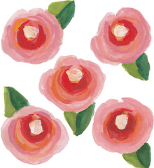 Soft Pink Rose Blooms with Green Leaves