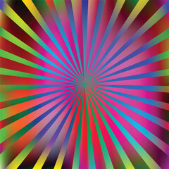 Vibrant Retro Sunburst Background with Colorful Radial Rays and Gradient Texture.