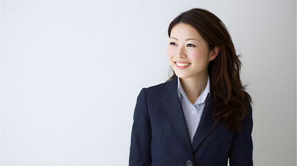 Portrait of smiling Japanese woman with clean and friendly appearance