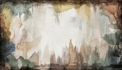 Textured Watercolor Border with Earthy Tones and Jagged Edges frame
