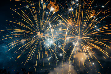 Dreamy Fireworks Bokeh Night. new year background. 