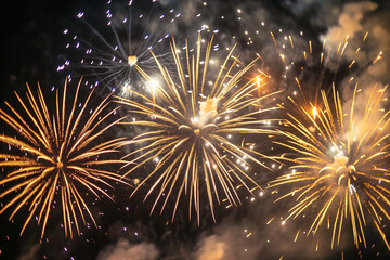 Dreamy Fireworks Bokeh Night. new year background. 