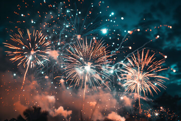Dreamy Fireworks Bokeh Night