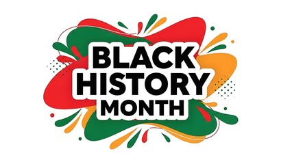 Black History Month celebration logo with colorful paint splatters  commemorative design