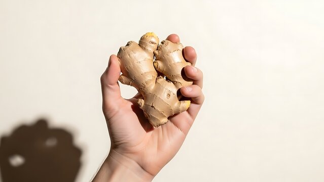 hand holding fresh ginger root