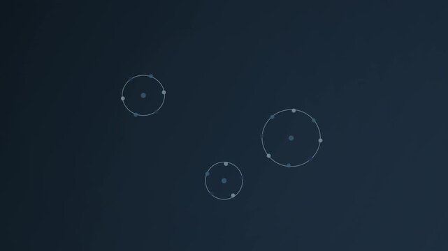 Abstract geometric shapes arranged on a dark blue background