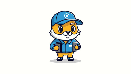 Obraz premium Cartoon Fox Delivery Mascot with Clipboard and Cap.