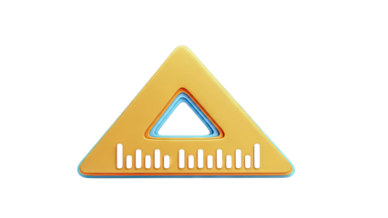 3D Rendered Orange and Blue Triangle Ruler with Measurement Markings
