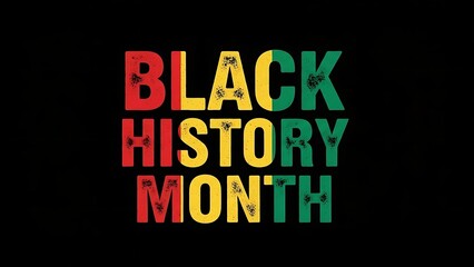 Black History Month colorful text on black background