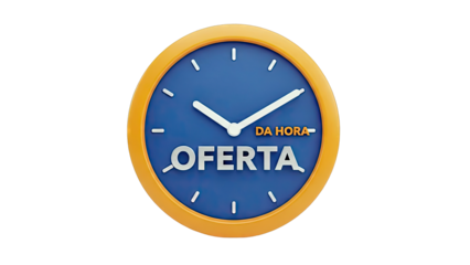 Clock with "Oferta Da Hora" text