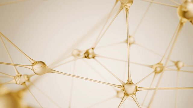 Abstract 3D neural network animation symbolizing skin communication and advanced cosmetic technology in beauty science visuals.