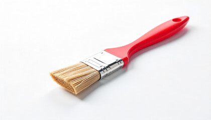 Red handle paintbrush with bristles for painting and decorating