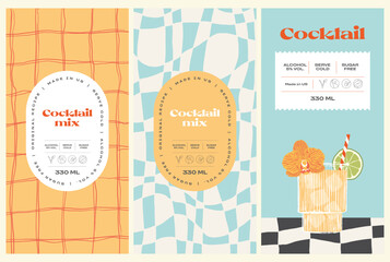 Vibrant Labels for Cocktail Mix Tonic Water and Citrus Beverage.