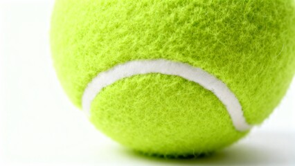 Vibrant neon yellow-green tennis ball with a distinct white stripe, ready for action on the court
