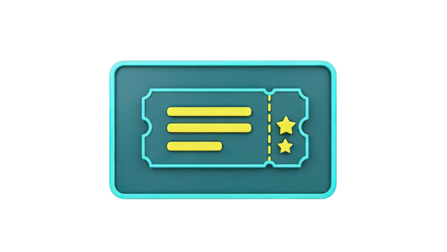 3D Rendered Ticket Icon with Stars - Powered by Adobe