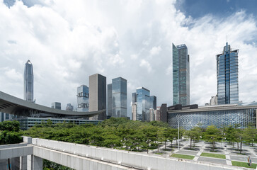 Fototapeta premium Skyscrapers in the city of technology, China is Shenzhen.