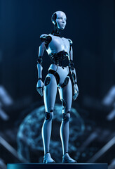 Futuristic Cyborg Robot Representing Advanced Artificial Intelligence Technology