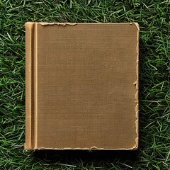 Vintage Book on Grass Texture Background