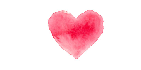 Vibrant pink watercolor heart on white background
