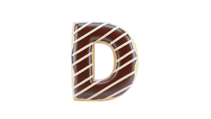 Donut Letter D with Chocolate Glaze and Stripes