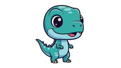 Obraz premium Adorable Cartoon Dinosaur with Big Eyes and a Cute Smile.
