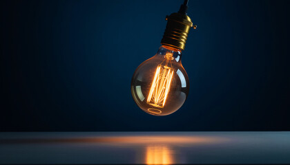 Edison Light Bulb Hanging with Warm Glow Background