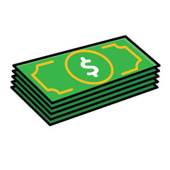 Money icon. Stack of dollar bills on a white background. Economy, business, accounting. Isometric design style.