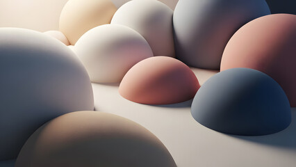3D render of soft pastel colored spheres in a minimalist composition