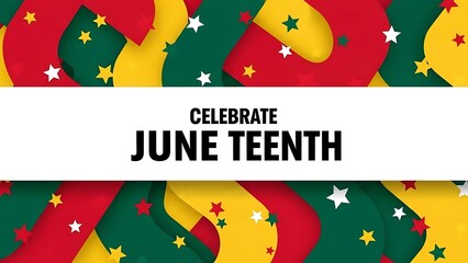 Juneteenth celebration banner with red yellow green starry background