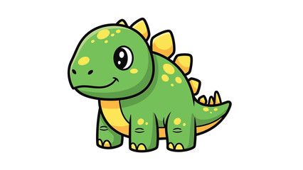 Obraz premium Adorable Cartoon Stegosaurus with Green Skin and Yellow Plates 1.