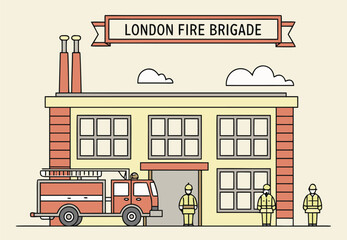 London Fire Brigade Station Icon Showing Emergency Fire and Rescue Services