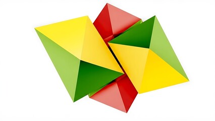 colorful 3D geometric shapes puzzle toy model made of multiple triangles