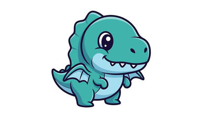 Obraz premium Adorable Cartoon Dragon with Small Wings and Playful Expression.