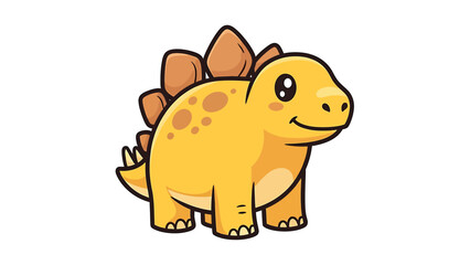 Fototapeta premium Adorable Cartoon Stegosaurus with Yellow Body and Brown Plates.