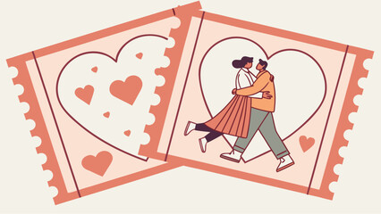 Loving couple embracing on romantic Valentine's Day tickets