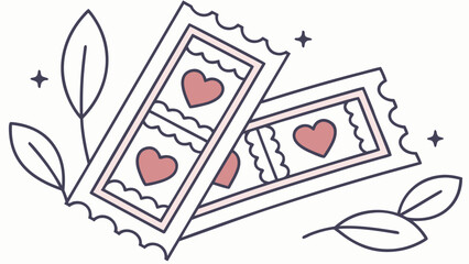 Charming heart shaped tickets with leaves and stars