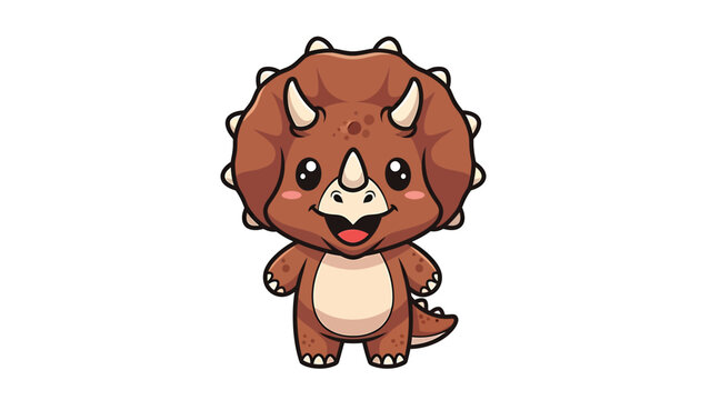 Adorable Cartoon Triceratops A Cute Dinosaur Illustration.