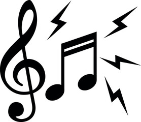Music note with lightning bolts