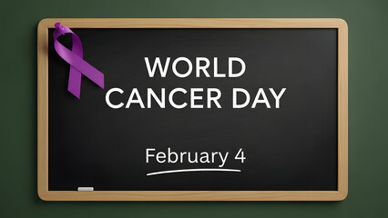 Purple Ribbon World Cancer Day Blackboard