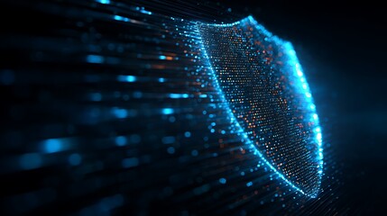 future banking cyber protection, glowing digital shield with data streams