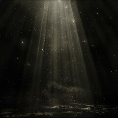 Dramatic Light Beam Piercing Dark Sky