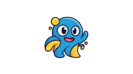 Obraz premium Cartoon Octopus Character with Playful Expression and Bright Colors.