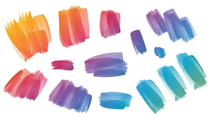 Colorful Paint Brush Strokes isolated on a transparent background