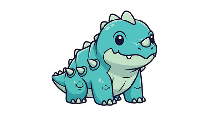Fototapeta premium Cute Cartoon Ankylosaurus with Spikes and Blue Skin.