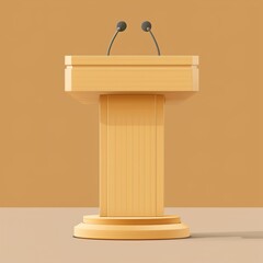 Wooden Podium with Dual Microphones