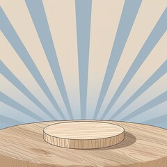 Minimalist Wooden Stage with Radiating Light