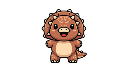 Obraz premium Adorable Cartoon Triceratops Dinosaur with Spiked Frill and Friendly Smile.