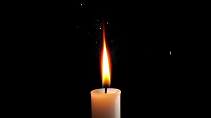 Single Candle Flame Glowing in Dark Minimal Background